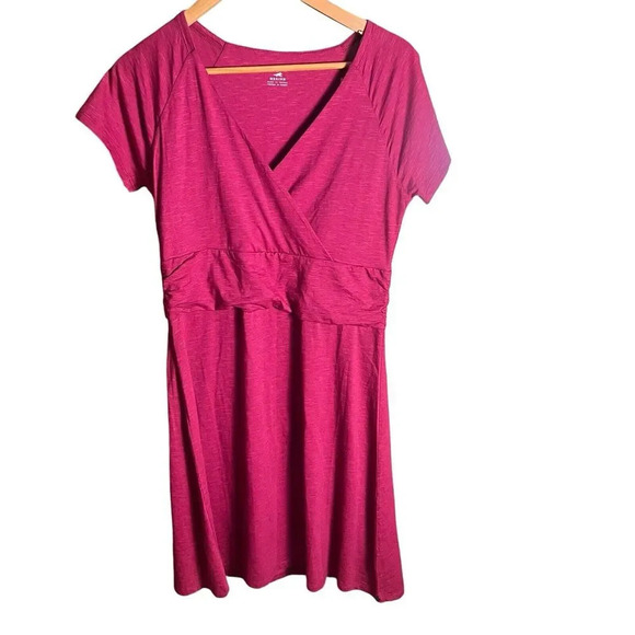 Horny Toad Women Chaka Dress Beet Queen  crisscross Wrap Waist Cap sleeve Size M - Picture 1 of 16